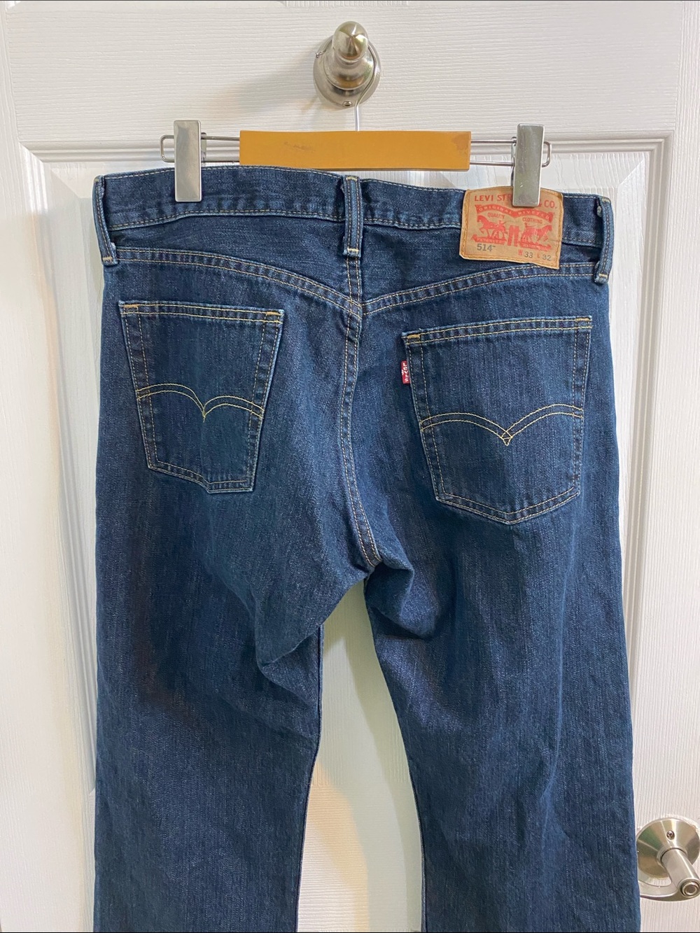 Levi’s 514 Straight Leg Dark Wash Men’s Denim Jeans Size 33 32 Casual School - Picture 7 of 9
